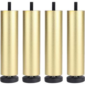 Dnyta 4 Pcs 7.7 Inch Frosted Surface Support Leg, Aluminum Alloy Adjustable Height Furniture Legs, Replacement Support Column for Cabinet, Refrigerator, Washing Machine, Small Sofa, Desk (Gold)