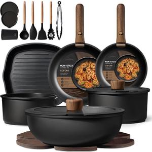 CAROTE 23pcs Pots and Pans Set Non Stick, Cookware Set Detachable Handle, 23 Piece