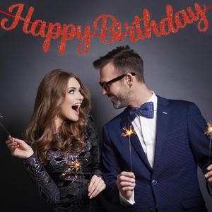 Birthday-Banner Happy Birthday Party Banner Sign Party Supplies Hanging Paper Garland Bunting Banner Photo Backdrop Decorations for Women Men Girl Boy