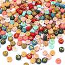 Round Letter Beads, DECYOOL 700Pcs 47mm Colored Acrylic Alphabet Beads (Colorful Gold)