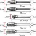 5 PCS Double Cut 6X12MM Head SizeTungsten Carbide Rotary Burrs for Rotary Drill Die Grinder for Drilling Polishing Carving Engraving by Lukcase