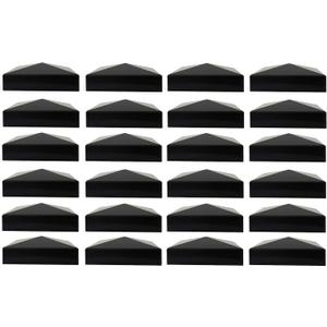 True 5x5 (127mm x 127mm) Plastic Pyramid Vinyl Fence Post Cap Black or White Multiple Quantities for True Actual 5" x 5" Vinyl Posts (24, Black)