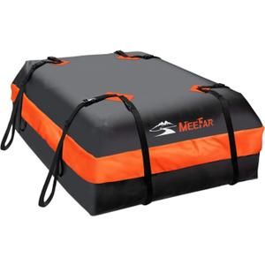 MeeFar Car Roof Bag XBEEK Rooftop top Cargo Carrier Bag Waterproof 15 Cubic feet for All Cars with/Without Rack, Includes Anti-Slip Mat, 8 Reinforced Straps, 6 Door Hooks, Luggage Lock
