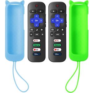 (Pack of 2) Replacement Remote for Roku TV with Glow in The Dark Case, Universal Remote for TCL/Hisense/Onn/Sharp/Element/Philips Roku Smart TVs