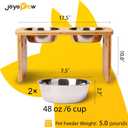Elevated Dog Bowls, Bamboo Raised Dog Bowl for Large Dogs & Medium Dogs, with 2 Stainless Steel Bowls (10'' Tall48 oz Bowl)