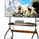 Rolling TV Stand with Power Outlet, Mobile TV Cart for 32-75 Inch TV Screen up to 110 Lbs, Easel Portable TV Stand on Wheels with Shelf for Bedroom, Corner, Living Room - V1