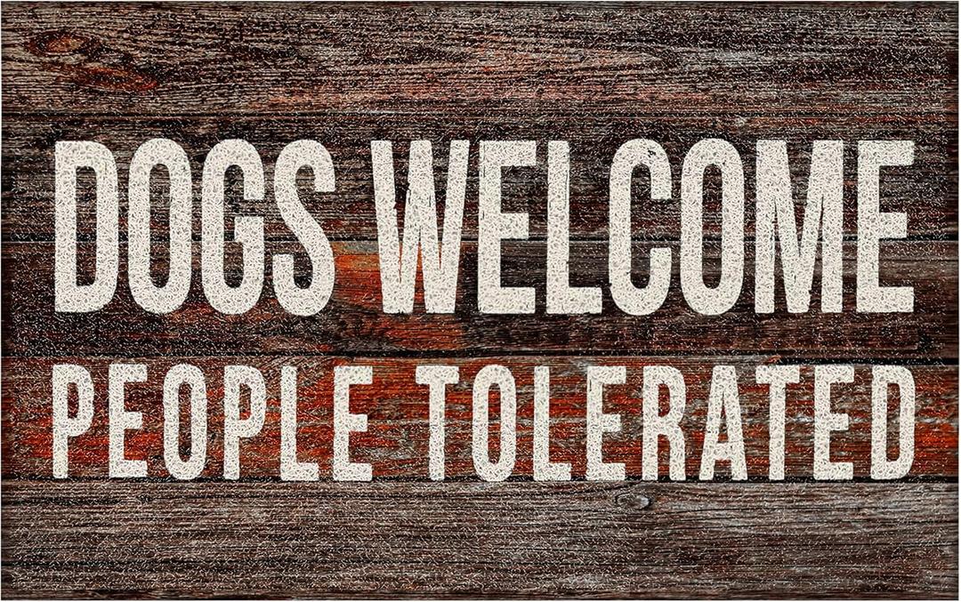 Dogs Welcome People Tolerated Door Mat, Dog Welcome Mat, Dog Doormat Front Door Mat Outdoor Entrance, 17x30 Inches