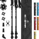 Aluminum Trekking Poles - Quick Adjustable Locks, Comfort Handle, Padded Strap, Snow Baskets - Walking Sticks Suitable for Hiking, Walking (Black)