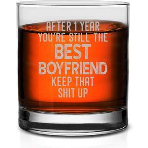 Veracco After 1 Year You're Still the Best Boyfriend Gifts Keep That Shit Up Whiskey Glass Funny Reminder Of Our First Year Together Anniversary (Clear, Glass)