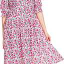 Barbara Dress Costume Lydia's Floral Print Dress Womens Halloween Cosplay Outfit (Pink)