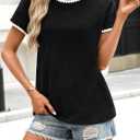 Avanova Ringer Tee Women Contrast Trim Short Sleeve Shirt Black Large (Black, L)