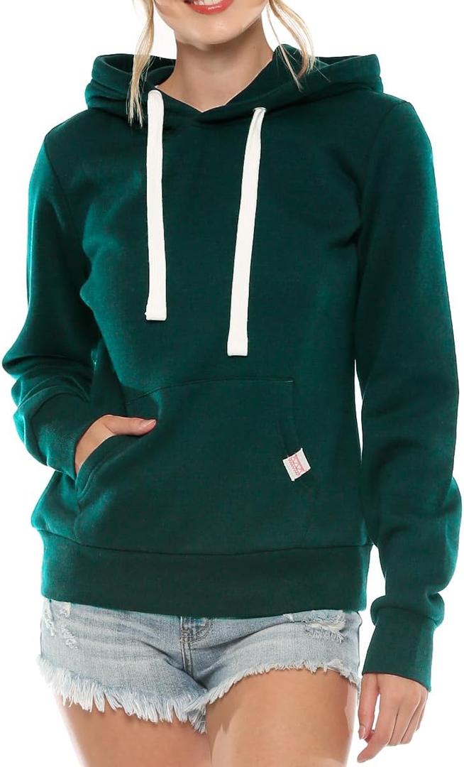 Urban Look Womens Active Long Sleeve Fleece Lined Fashion Hoodie Pullover with Plus Size (X-Large, Hunter Green)