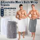 2 x Tudomro 2 Pcs Men's Bath Wrap Towel Large Shower Adjustable Terry Body Spa Towel with Pocket After Shower Wrap for Men Gift Spa College Bath Dorm Room Gym(Grey, White)