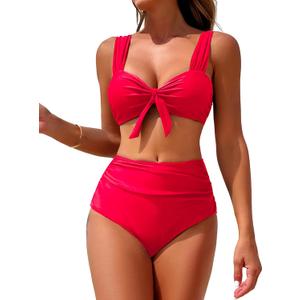 ZAFUL High Waisted Bikini Sets for Women Swim Suits 2026 Tummy Control Ruched Bikini Two Piece Bathing Suit Swimwear, Size Medium