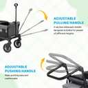 ELEMARA Foldable Wagon Stroller, Stroller Wagon for 2 Kids, Premium All Terrain Wagon for Kids with Removable Canopy, Adjustable Push/Pull Handle, Harnesses, Large Storage Bag, Gray
