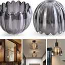 GO&SO Small Glass Smoke Grey Tulip Lamp Shades 2 Pcs Flower Art Blown Pendant Lamp Shade, 1.65" Top x 4.33" Diameter x 4.13" Height, 1.58lb, Replacement Mini Lamp Shade for Table Wall Lamp Chandelier