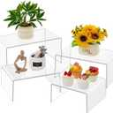 4 Pcs 14, 12, 10, 8 Inch Extra Large Acrylic Display Risers Clear Acrylic Shelf Riser Display Stands 5 mm Thick Rectangular for Collectibles Figures