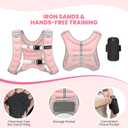 Fragraim Weighted Vest for Women Men - 8lb/10lb/12lb/16lb/22lb/25lb/30lb Weight Vest with Reflective Stripe, Detachable Phone Pouch, Ideal for Walking, Strength Training, Running, Workout, Cardio (Pink)