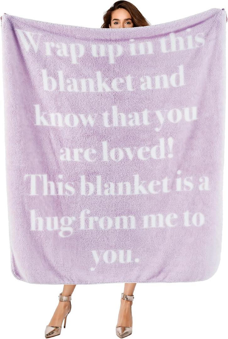 Bedsure Get Well Gifts for Women - Thinking of You Gifts, Purple Throw Blanket After Surgery with Inspirational Words, Healing Sympathy Hug Soft Blanket for Cancer Care, Elderly & Adults, 50x60 Inch