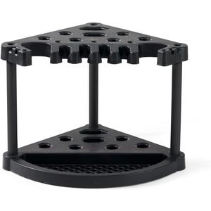 Keter Compact Corner Tool Rack for Maximum Storage and Organization - Easy to Assemble and Organize 25 Long-Handled Garden Tools, Rakes, Brooms, Shovels and Accessories