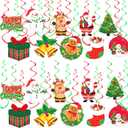 30PCS Christmas Hanging Swirls Decorations Santa Elk Merry Christmas Foil Swirl Hanging Ceiling Decorations Red Green Double Sided Christmas Hanging Decoration Streamers Xmas Holiday Party Supplies