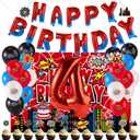 Spider Birthday Party Decorations, Include Latex Balloons Happy Birthday & Number Balloon Backdrop Banner Cake Toppers Hanging Swirls Theme Party Decor and Favors(Number 4)