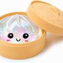 Flashing Dumpling Squishies Stress Balls, Glitter Squishies Dumpling Fidget Sensory Toy with Food Steamer, Squeeze Dough Ball for Stress Relief, Stretchy Desk Toys Gift