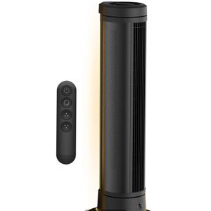 Vornado ARA Oscillating Tower Fan with Ambient Light and Remote, 40 Inch, Quiet Powerful Standing Fan, 5 Speeds, Touch Control, Illuminated Air Circulator Fan for Bedroom and Home, Black