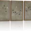 Vaskuro Large Framed Art, Modern Abstract Picture, Sage Green Decor, 3 Pcs, 24"L x 16"W X 3