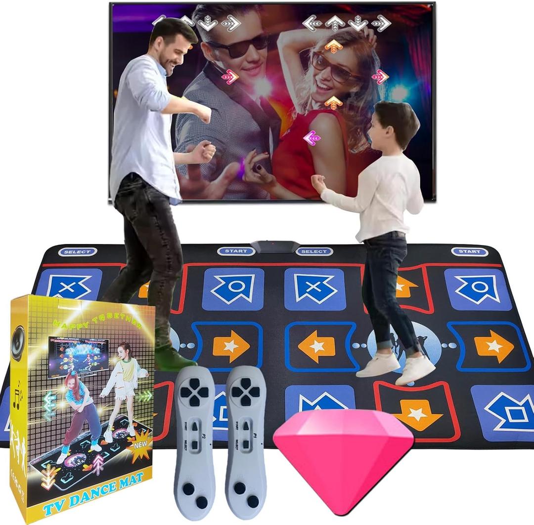 Dance Mat for Kids and Adults, Flannel Dance Pad for Kids Toys, Soft TV Dancing mat,Plug & Play Family Game,Xmas Gifts Idea,Gifts for Girls & Boys Ages 3+,Double mat