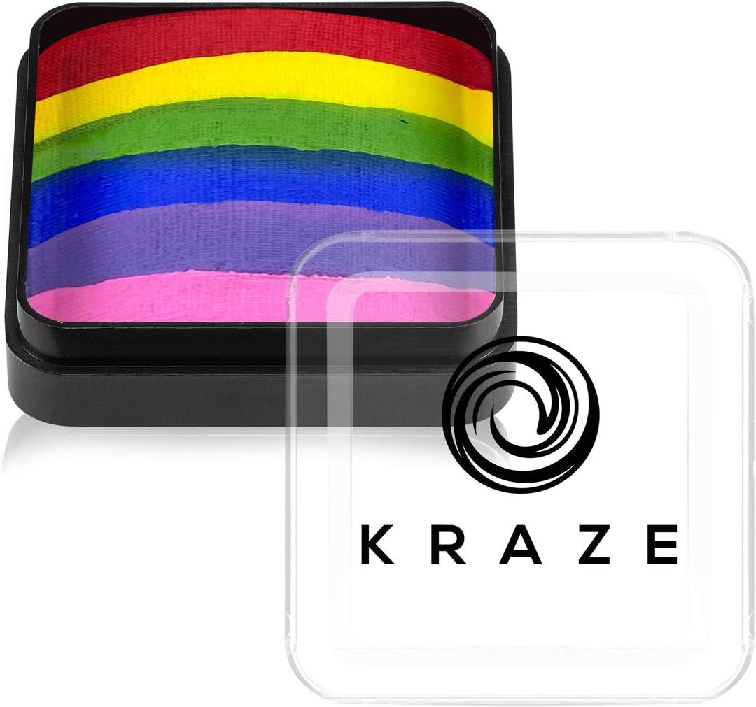 Kraze FX Dome Cake - Rainbow Roar (25 gm), Professional Face and Body Painting Split Cake, Hypoallergenic, Safe & Non-Toxic, Child Friendly, Ideal for Fairs, Carnivals, Party & Halloween