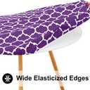 Smiry Round Picnic Tablecloth, Waterproof Elastic Fitted Table Covers for 57" - 68" Tables, Wipeable Flannel Backed Vinyl Tablecloths for Camping, Indoor, Outdoor, Purple & White, For Up to 57"-68" Round