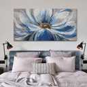 Flower Canvas Wall Art for Living Room Large White Blue Flower Picture Giclee Print Painting Wall Decor Framed Artwork Ready to Hang for Home Bedroom Wall Decoration Size 24x48