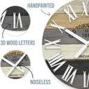 30" Wooden Multi-Color Maritime Coastal Beach Large Roman Wall Clock (Grey, 30 inch)