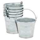 Juvale Galvanized Tin Pails - Centerpiece Tin Buckets - Party Metal Buckets with Handles - Galvanized Decor & Cans - Pack of 6, 3" H x 3.5" W, Silver, 6 Pcs