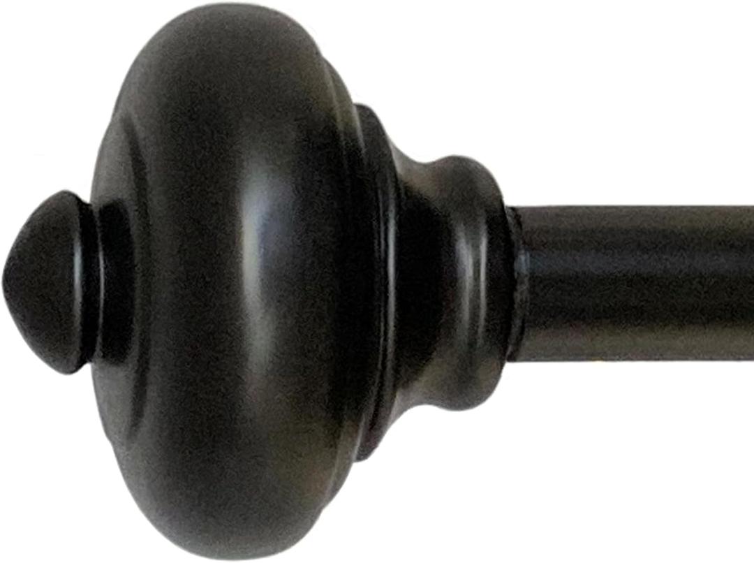 Decopolitan Burlingame 26-48 Inch Adjustable Curtain Rod Set, 5/8 Inch Diameter in Black