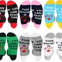 SATINIOR 6 Pairs Funny Teacher Socks Graduation Gifts for Teacher If You Can Read This Is off Duty Novelty Crew Sock