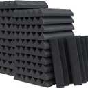 24 Pack Acoustic Panels,2" x 12" x 12"Sound Proof Foam Panels for Wall,Fireproof Absorbing Noise Cancelling Panels,to Absorb Noise and Eliminate Echoes (24 black)
