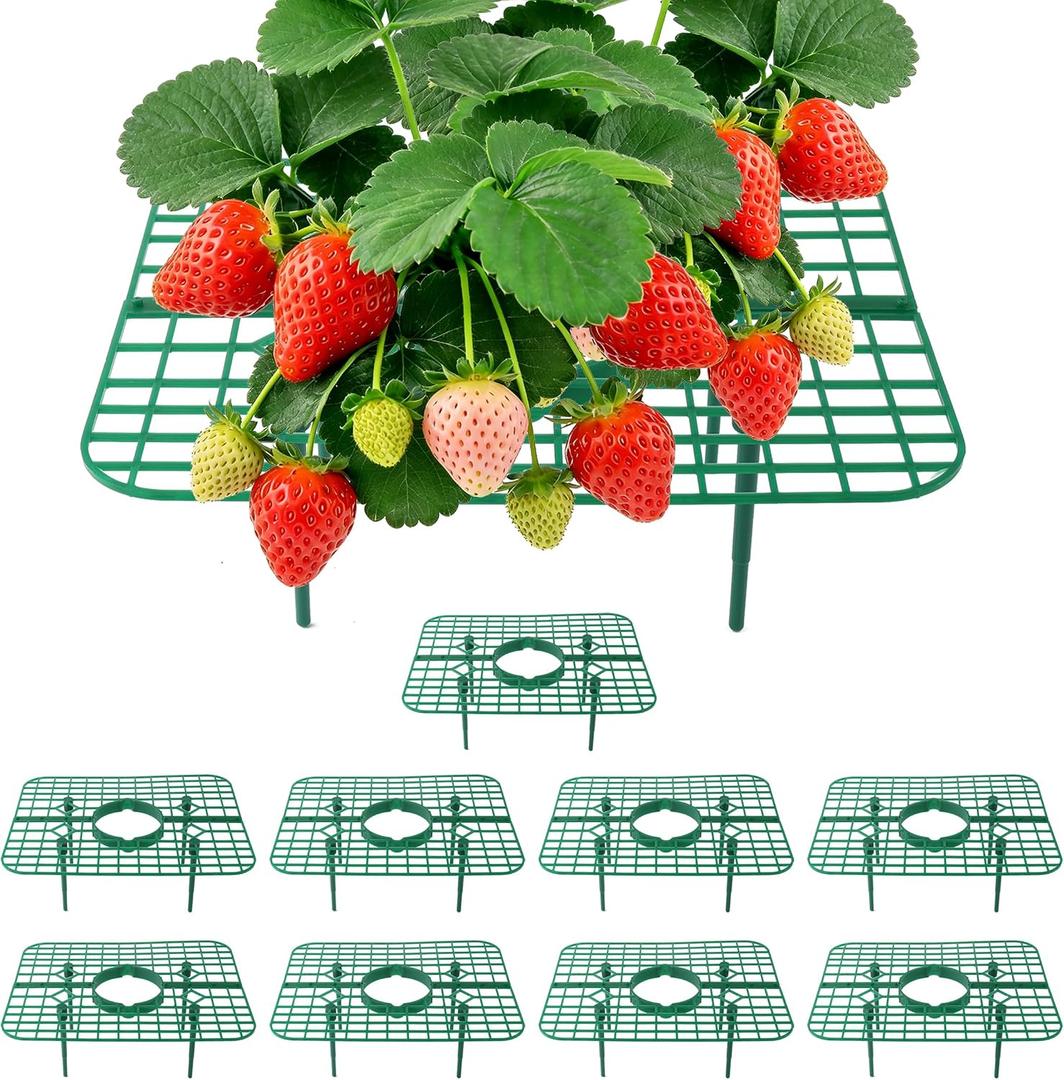 Strawberry Plant Support, 10 Pack, Raised Grid Stand to Keep Strawberries Off the Ground, Strawberry Holder for Garden Beds, Raised Planters & Pots (Square)