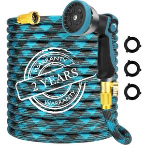 Garden Hose 30 FT NON-EXPANDABLE Water Hose Flexible Garden hose & Ultra Lightweight Hose with 10-Pattern Garden Hose Nozzle High-Strength Special Cloth Cover with 3/4" Brass fitting for Garden