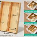 Long Bamboo Kitchen Drawer Organizer Boxes 17" x 6" Stackable Wood Silverware Utensil Tray for Drawers Bins Cutlery & Flatware Storage Wooden Pantry Organizers Set of 2 for Junk Drawer Bathroom Rv