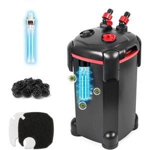 264GPH Canister Filter, 4-Stage External Aquarium Filter Ultra-Quiet Water Circulation Cleaning Machine with Media for Fish Tanks and Aquariums Up to 75 Gallons (264GPH)