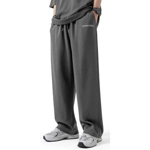 Men's Cotton Yoga Casual Sweatpants with Pockets Open Bottom Athletic Lounge Pants for Workout Gym Running (Gray)