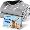 Reusable Puppy Pads , 2Pack Washable Pee Pads for Dogs, Super Absorbent Leakproof Dog Training Pads, Non-Slip Potty Pads for Floor, Crate, Couch, Whelping Pads Litter Mat Pet Supplies-24x36 (Gray)