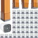 BUMACO Chair Leg Floor Protectors Square Chair Leg Protectors for Hardwood Floors Silicone Pads Covers to Protect Floors Clear-40 Pcs Square XL (1-5/8" to 2")