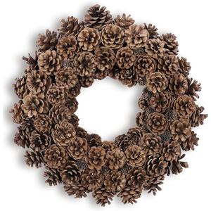 Huashen 18 Inch Fall Wreath for Front Door Full Artificial Pinecone Wreath