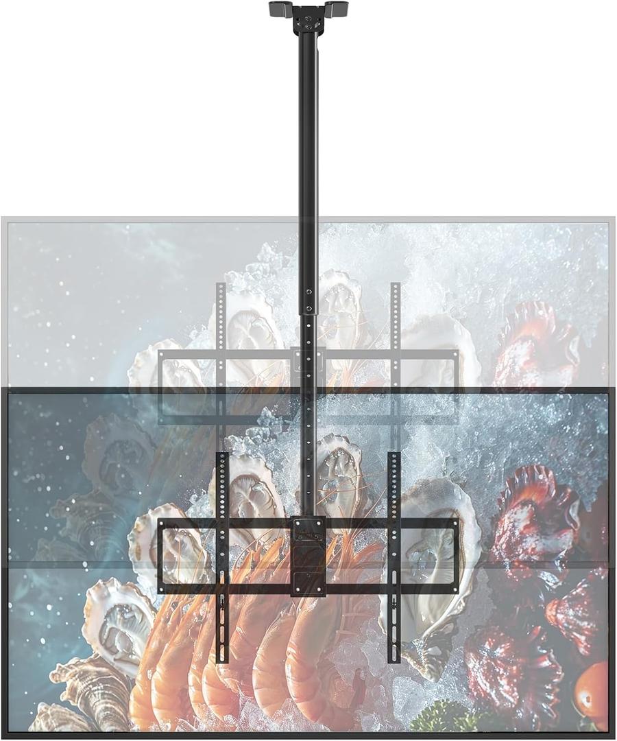 50-100'' Swivel TV Ceiling Mount, up to 176lbs, 45.3-66.9'' Adjustable Height Hanging TV Mount, Fits Pitched/Vaulted Roof, Max VESA 800x600 mm
