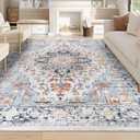 Homcomoda Vintage Area Rug 5x8 Washable Living Room Rug Indoor Non-Slip Print Accent Rugs for Bedroom Distressed Thin Throw Rugs Carpet for Living Room Dining Room Kitchen