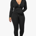 Women 2 Piece Outfits Casual Workout Sets Bodycon Tracksuit Zip Up Long Sleeve Hoodle Jacket Jogger Pants Set, Size L