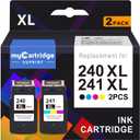 PG-240 XL/CL-241 XL Ink Cartridges Replacement for Canon 240XL 241XL Combo Pack 240 241 for Canon PIXMA MG3620 TS5120 MG3520 MG3600 MG3220 MX472 Printer (1 Black, 1 Tri-Color, 2 Pack)